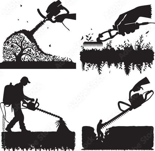 Hedge trimmer silhouette, Hedge trimmer icon, Hedge trimmer vector, 