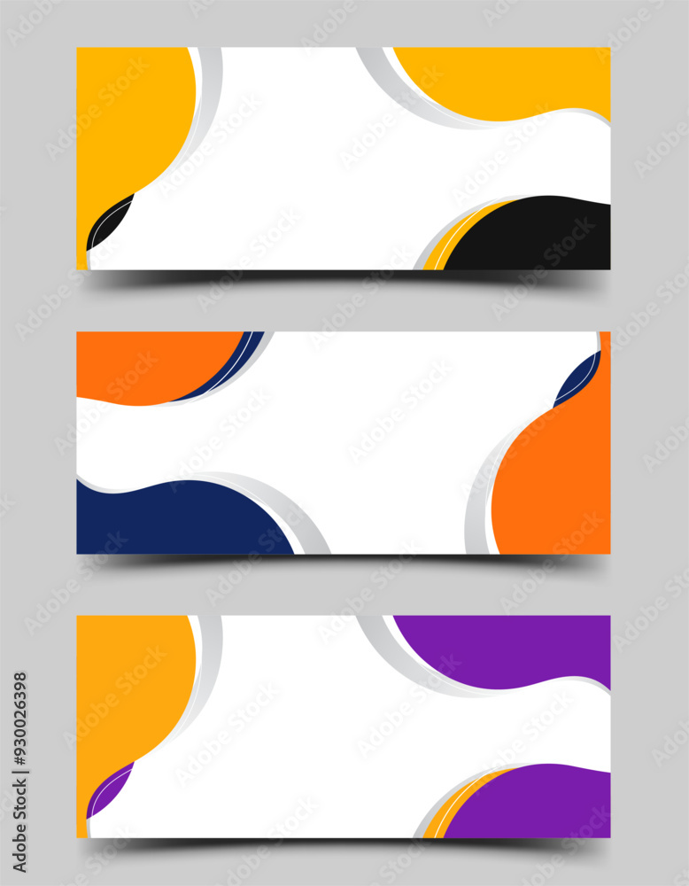 Naklejka premium Set of modern horizontal banner with colorful wave