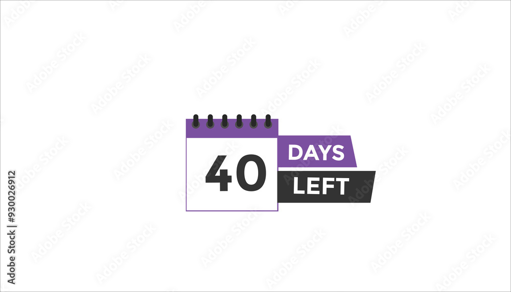 Obraz premium 40 days left Countdown number banner templates. time icon. Vector Illustration 