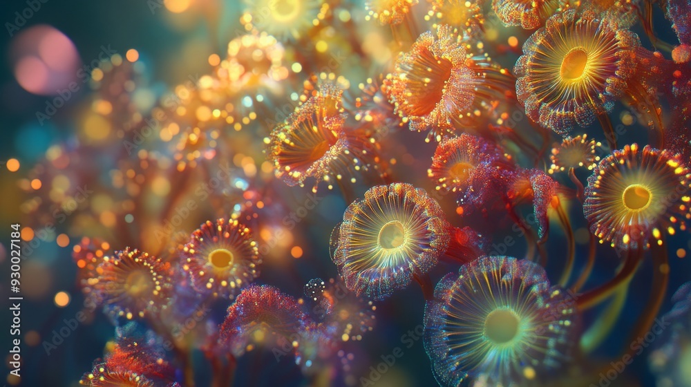 Fototapeta premium The fine texture and bright colors of microorganisms exude strong vitality and creativity