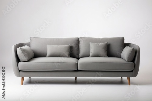 Grey Sofa with Wooden Legs and Pillows