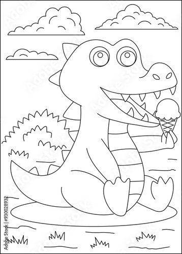 crocodile coloring book page