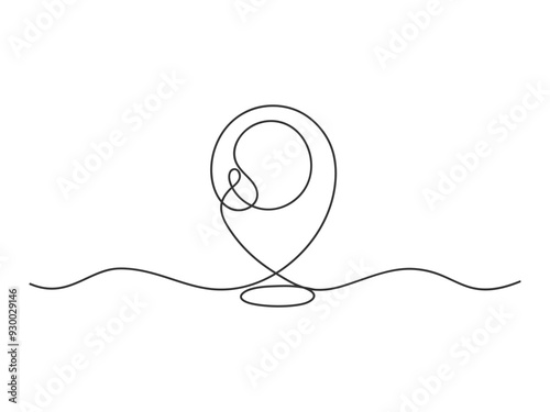 Location pin or geo tag map pin sign one line continuous drawing vector illustration