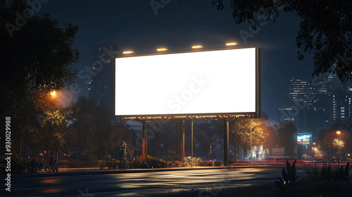 Big street billboard mockup template at night
