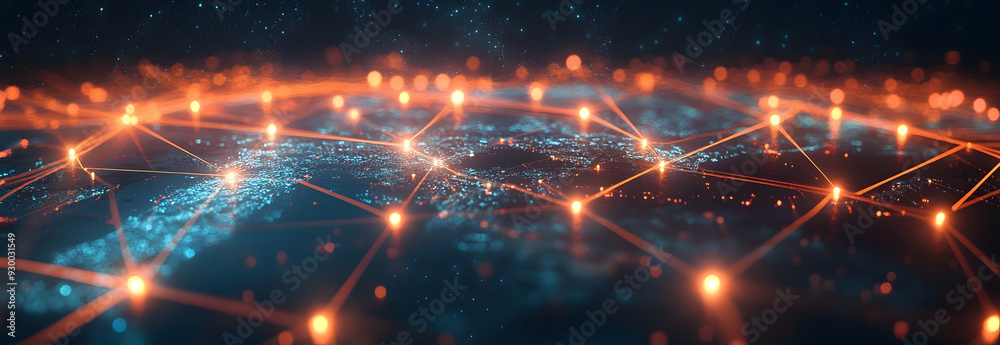 A stunning visualization of a global network connection with illuminated lines and nodes representing data exchange across continents, highlighting the interconnected world of modern technology. A stunning visualization of a global network connection with illuminated lines and nodes representing data exchange across continents, highlighting the interconnected world of modern technology.