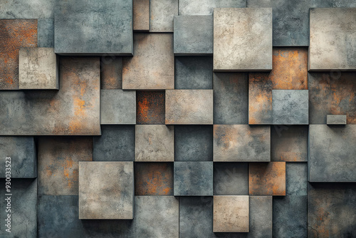 Overlapping squares in neutral tones, arranged in a minimalist pattern that works well for contemporary design needs,