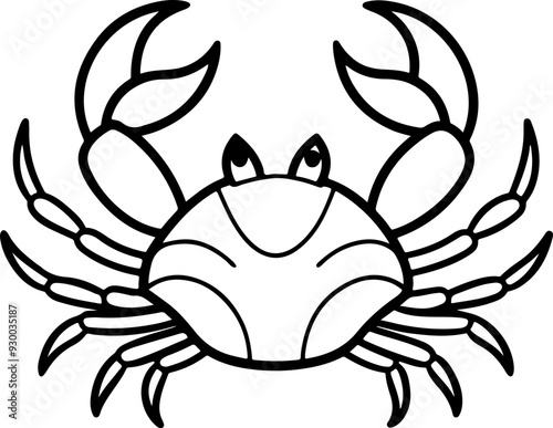 Collection of crab line art, underwater marine animal outline, and crab icon set. Sea crabs are a popular dish.