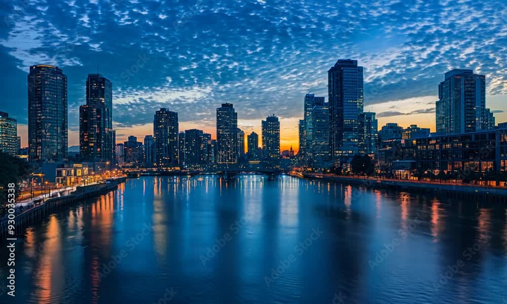 a river running through a city next to tall buildings