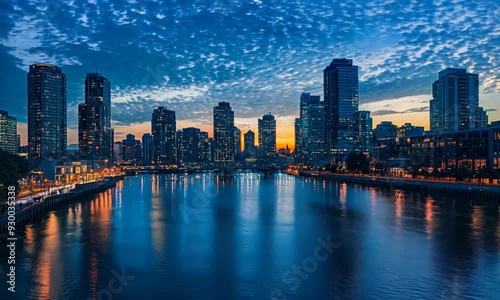Wallpaper Mural a river running through a city next to tall buildings Torontodigital.ca