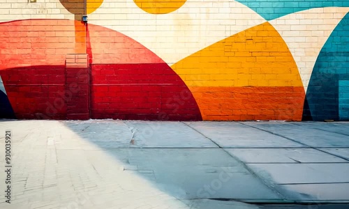 colorful building mural on pavement street art scenery