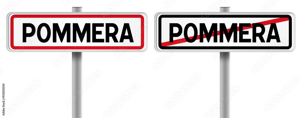 Panneau de POMMERA à l'Entrée et à la Sortie - Fond Transparent ou Blanc Disponible Panneau de POMMERA à l'Entrée et à la Sortie - Fond Transparent ou Blanc Disponible