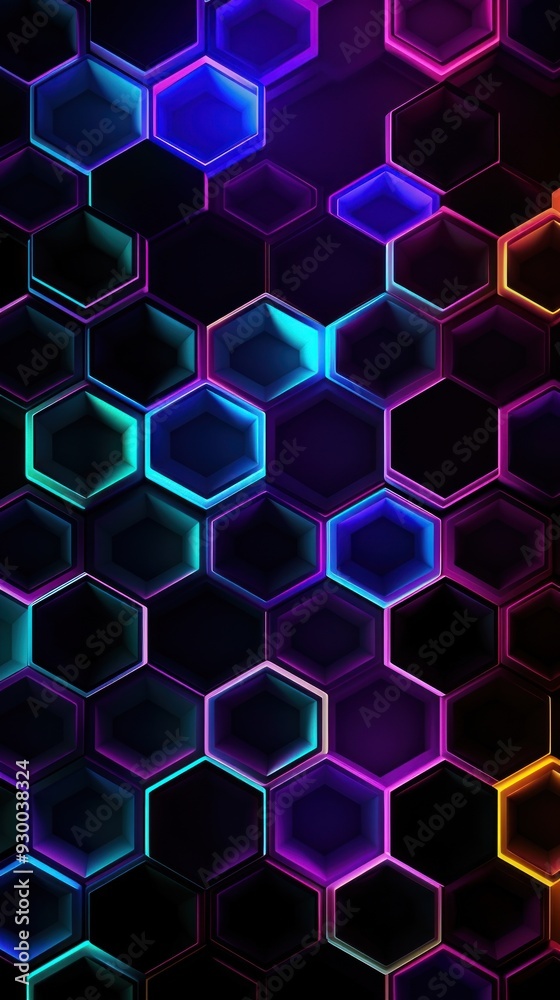 Neon light hexagon pattern honeycomb purple backgrounds. Neon light hexagon pattern honeycomb purple backgrounds.