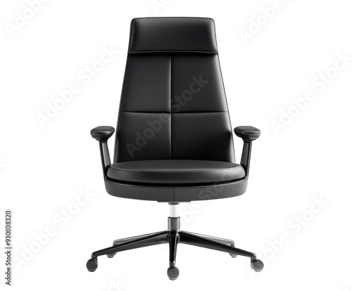 Black office chair isolated on white background. PNG transparent. photo