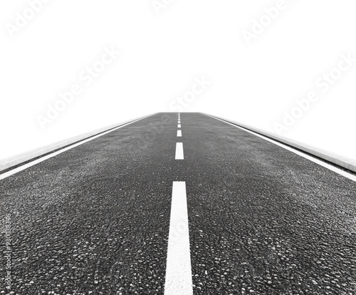 Two asphalt road sections isolated on white background. PNG transparent.