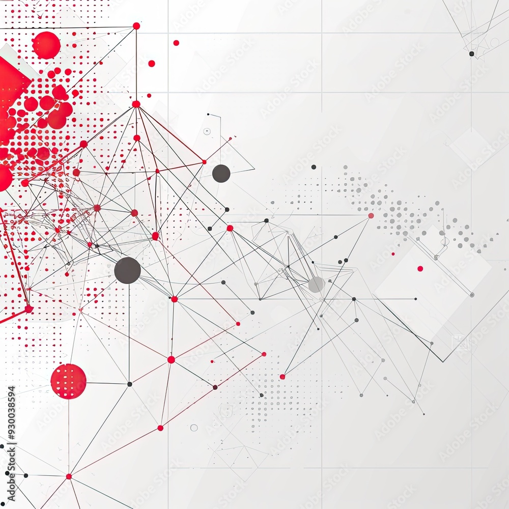 Abstract Red and Black Geometric Network Abstract Red and Black Geometric Network