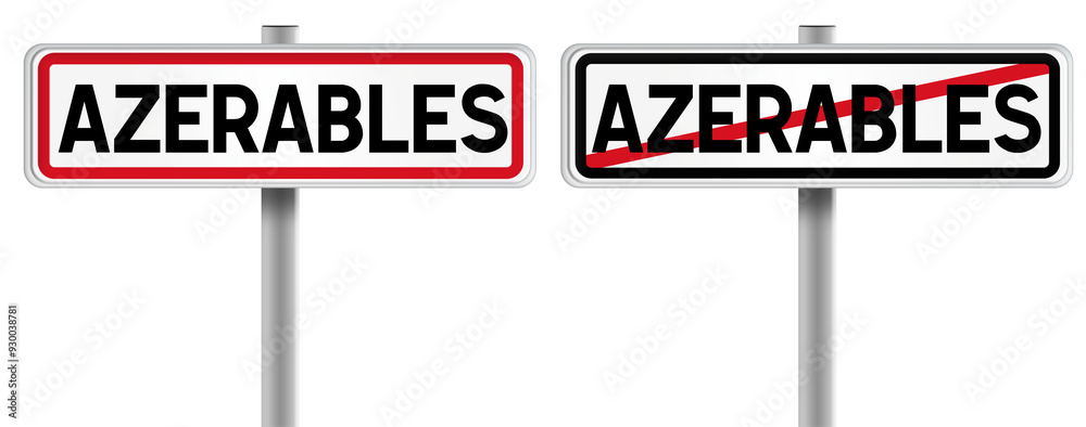 Panneau de AZERABLES à l'Entrée et à la Sortie - Fond Transparent ou Blanc Disponible Panneau de AZERABLES à l'Entrée et à la Sortie - Fond Transparent ou Blanc Disponible