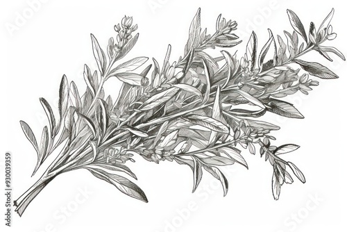 Herbs drawing sketch plant. photo