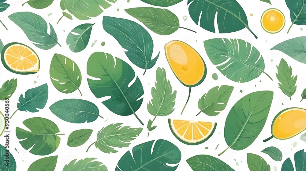 Leaf and fruit vector background. Leaf and fruit vector background.