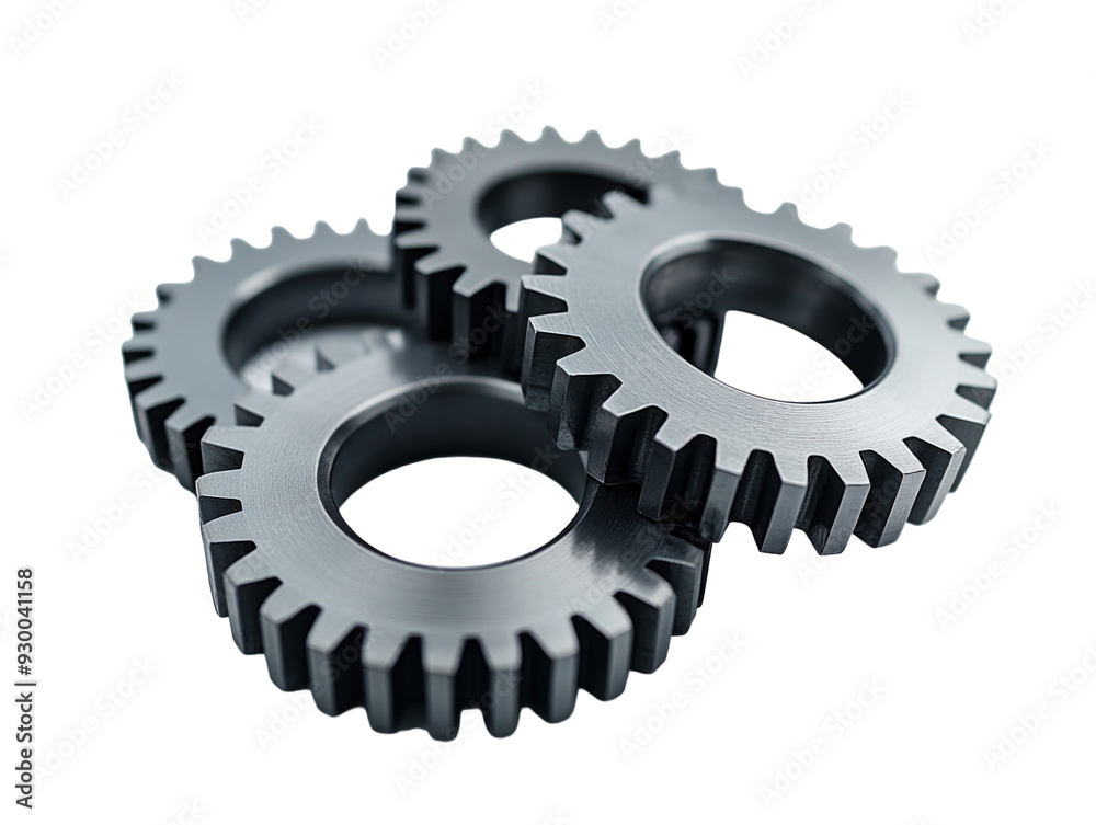 Metallic gears interlocked isolated on white background.. PNG transparent. Metallic gears interlocked isolated on white background.. PNG transparent.