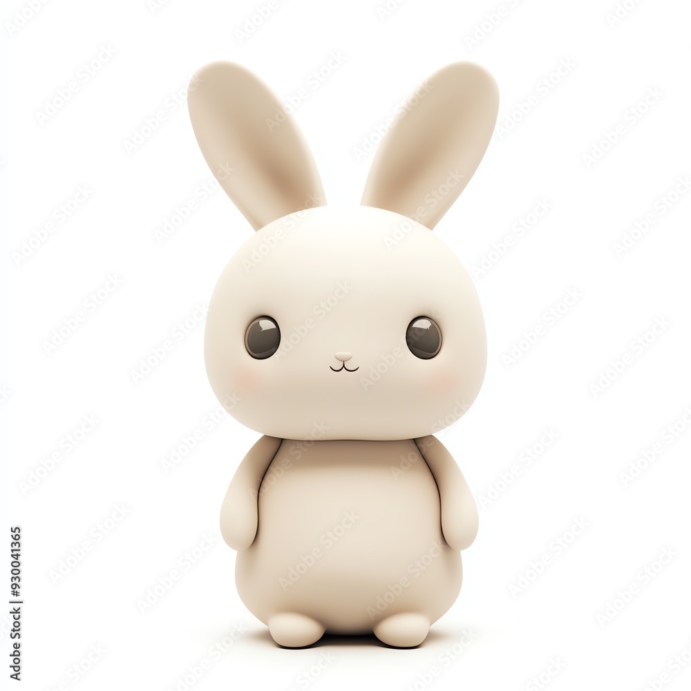 A cute, cartoon-style rabbit figure with big eyes and a soft, rounded body, perfect for children's decorations or illustrations. A cute, cartoon-style rabbit figure with big eyes and a soft, rounded body, perfect for children's decorations or illustrations.