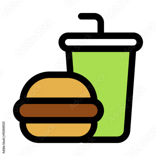 Fast Food Icon in Flat Style Suitable for Web, Apps, Presentation, or Printable Meanings