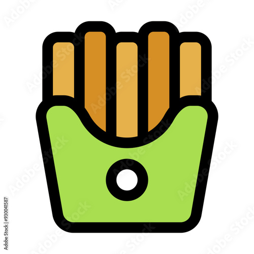 French Fries Icon in Flat Style Suitable for Web, Apps, Presentation, or Printable Meanings