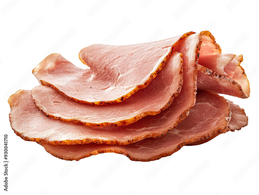 Smoked ham slice isolated on white background.. PNG transparent. Smoked ham slice isolated on white background.. PNG transparent.