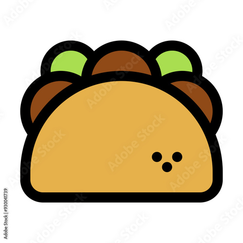 Taco Icon in Flat Style Suitable for Web, Apps, Presentation, or Printable Meanings