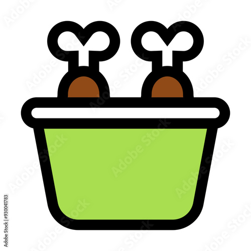Chicken Bucket Icon in Flat Style Suitable for Web, Apps, Presentation, or Printable Meanings
