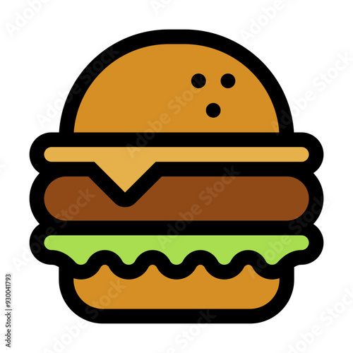 Burger Icon in Flat Style Suitable for Web, Apps, Presentation, or Printable Meanings