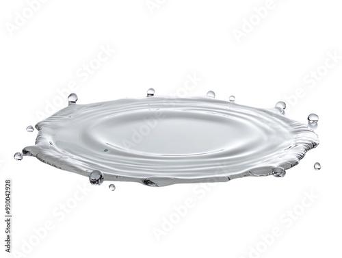 Realistic water puddle isolated on white background. PNG transparent.