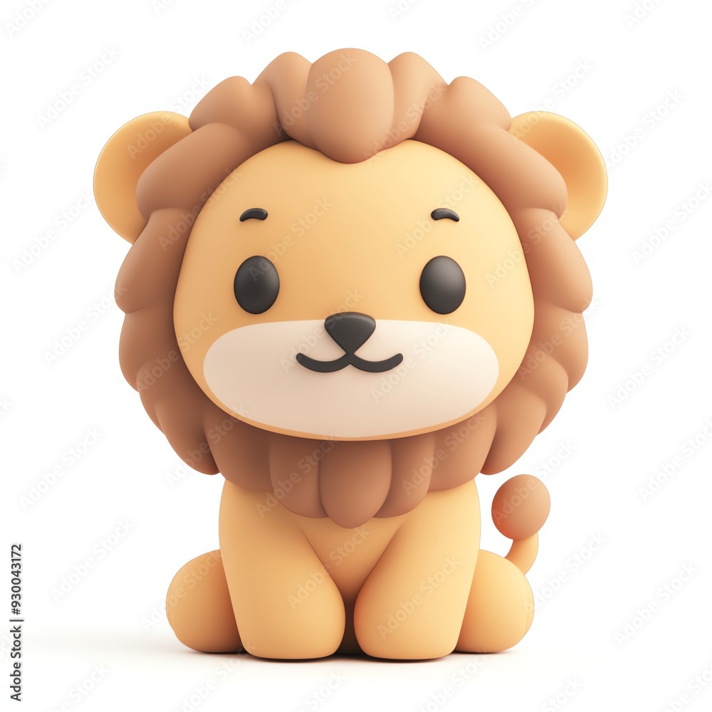 Obraz premium Cute cartoon lion character with a friendly expression, perfect for children's designs and playful illustrations.