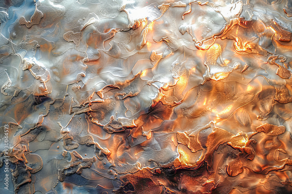 Abstract background of orange and silver liquid metal texture Abstract background of orange and silver liquid metal texture