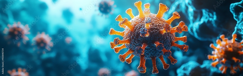 Fototapeta premium Detailed Closeup of Virus Particle in Vivid Colors