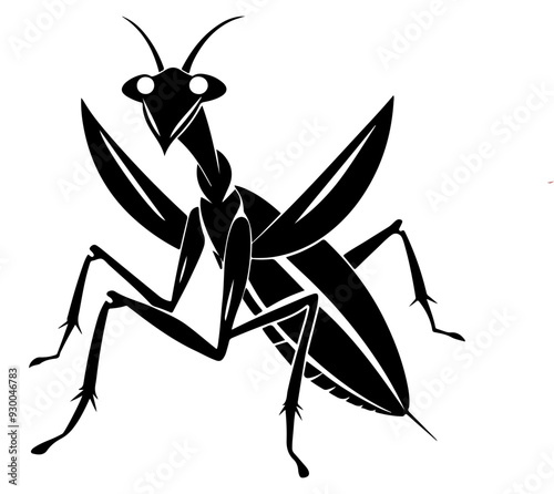 silhouette of praying mantis, realistic Mantis silhouette vector art, praying mantis icon set.