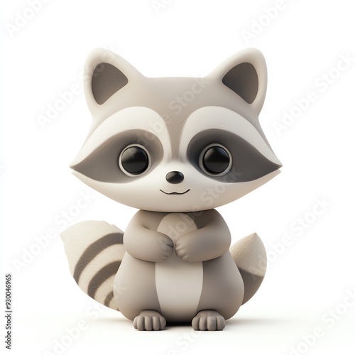 Cute cartoon raccoon character with big eyes, smiling cheerfully, perfect for children's art and playful designs.