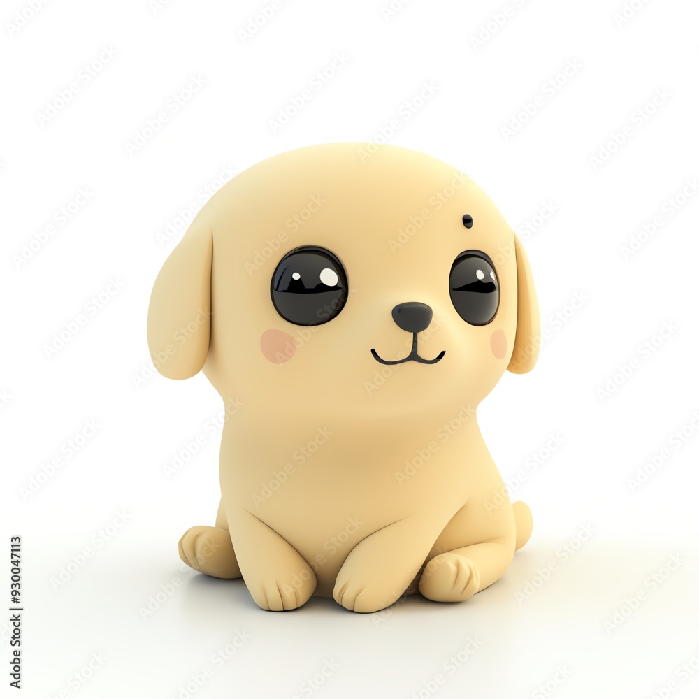 Naklejka premium Adorable cartoon puppy figure with large eyes, perfect for children's decor or playful themes in design.