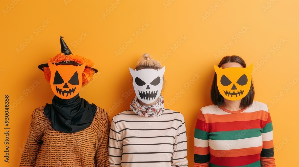 Guests participating in a Halloween-themed photo booth at a birthday party, Halloween Birthday, memorable fun Guests participating in a Halloween-themed photo booth at a birthday party, Halloween Birthday, memorable fun