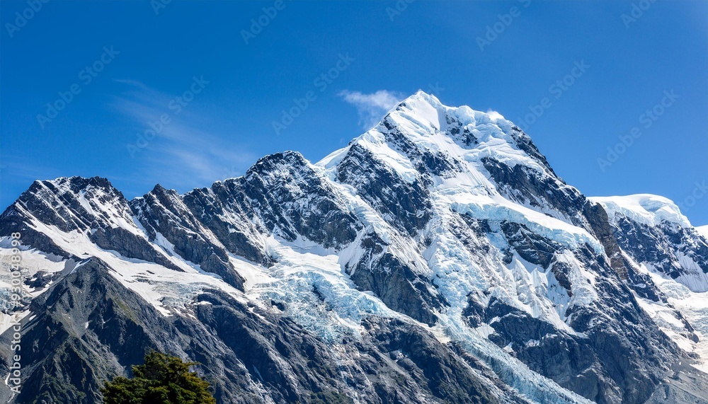 Obraz premium Sunny Spring Day at New Zealand's Mount Cook: A Breathtaking Scene