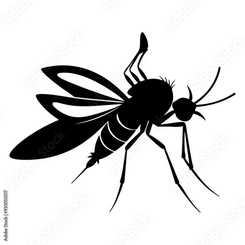 Realistic Mosquito menace silhouette, Bloodsucking buzzers vector art, Mosquito side view icon set.