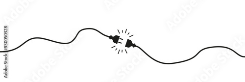 Cable unplug. 404 lost connection sign. Cable cord disconnection.