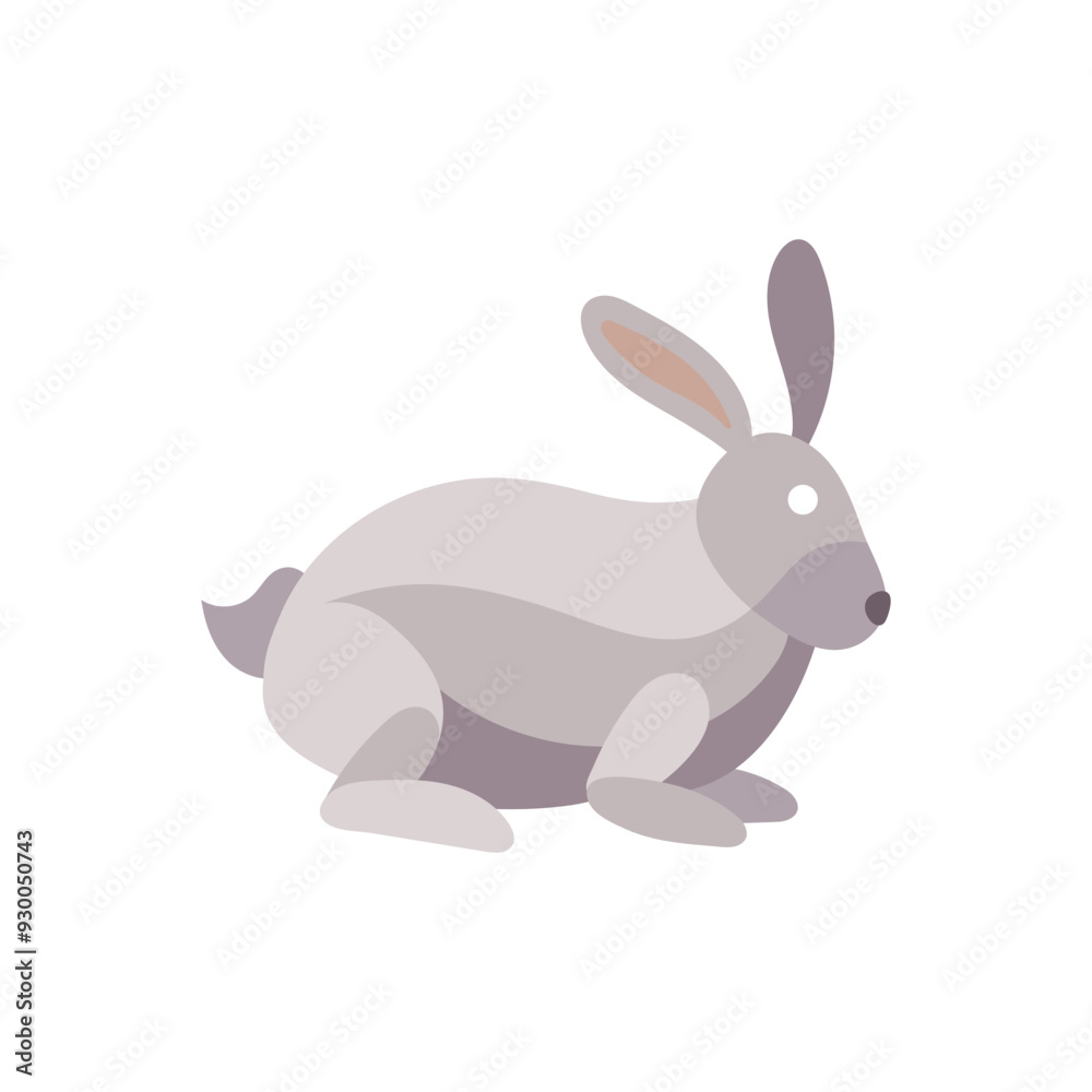 Obraz premium A grey rabbit sitting on the ground.