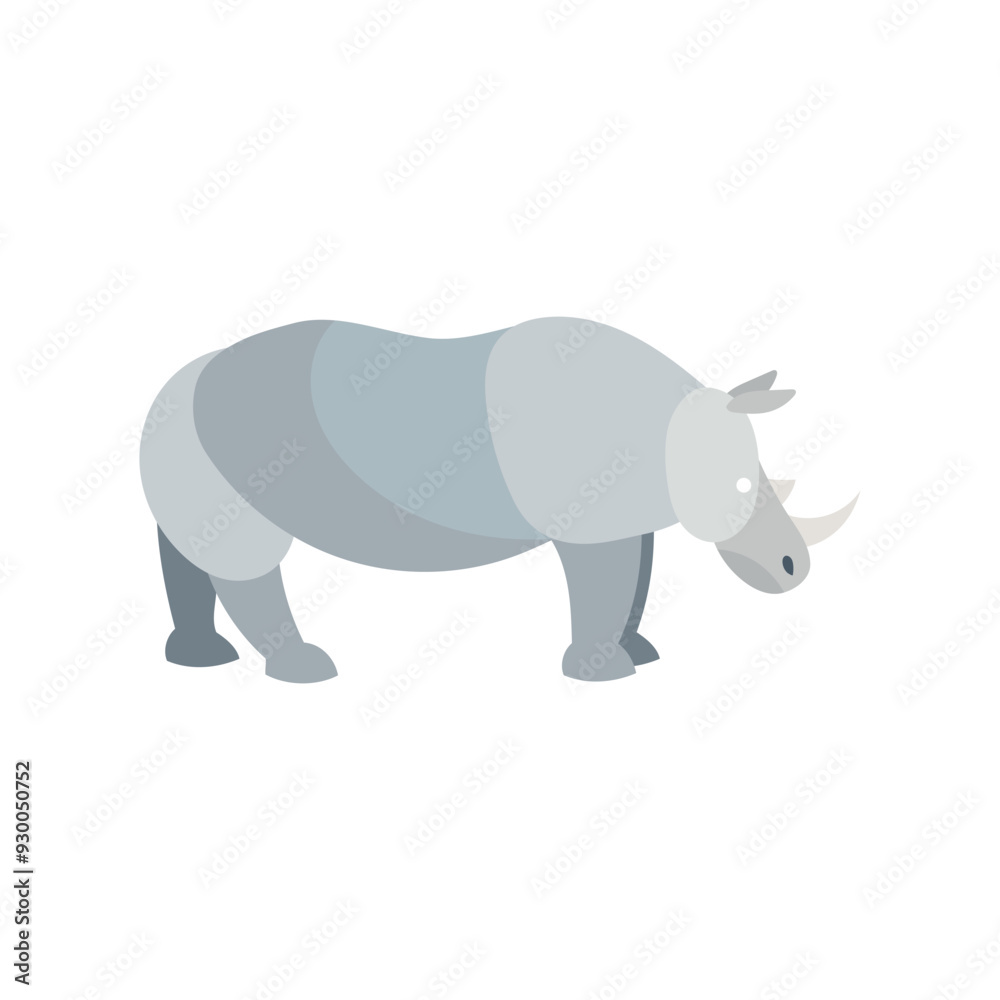 A grey rhinoceros with a single horn. A grey rhinoceros with a single horn.