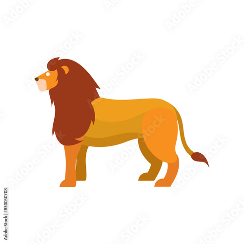 A lion with a majestic mane standing on all fours.