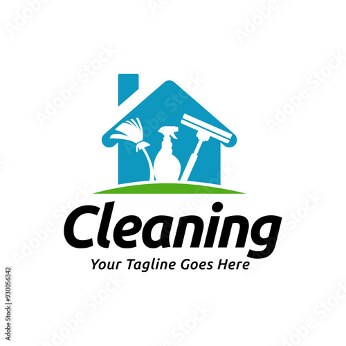 House cleaning service logo design. House cleaning products vector design.