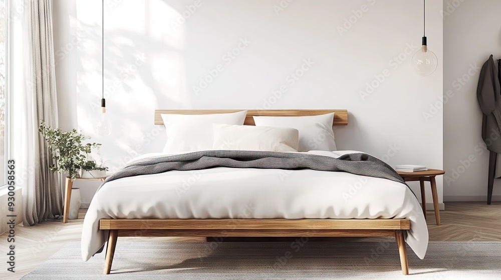 A Nordic-style bed with a focus on comfort and simplicity, perfect for a Scandinavian-inspired space. A Nordic-style bed with a focus on comfort and simplicity, perfect for a Scandinavian-inspired space.