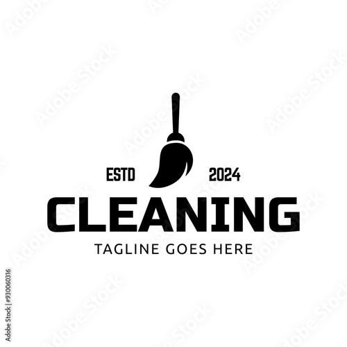 Home Cleaning Services Logo Design Vector. Cleaning broom logo design.