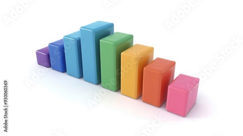 Colorful bar graph representing data growth and progress with vibrant blocks, illustrating business and financial concepts.