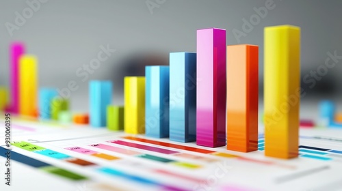 Colorful bar graph representing statistical data in a modern, minimalistic design for business analysis and presentations.