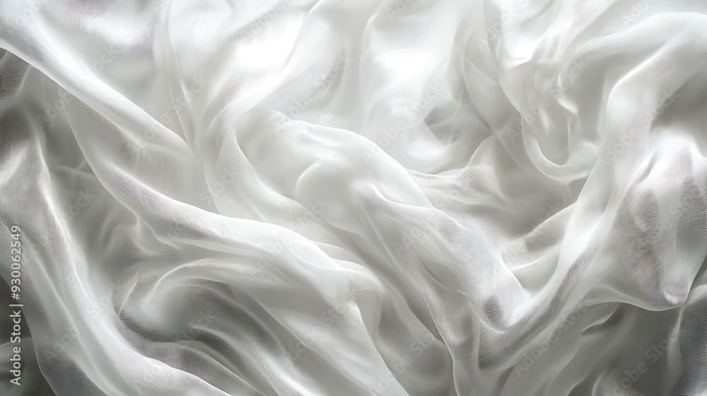 Obraz premium Abstract white silk or smoke wave and swirls gradient satin fabric lies texture background.